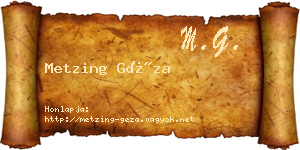 Metzing Géza névjegykártya