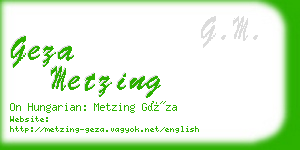 geza metzing business card